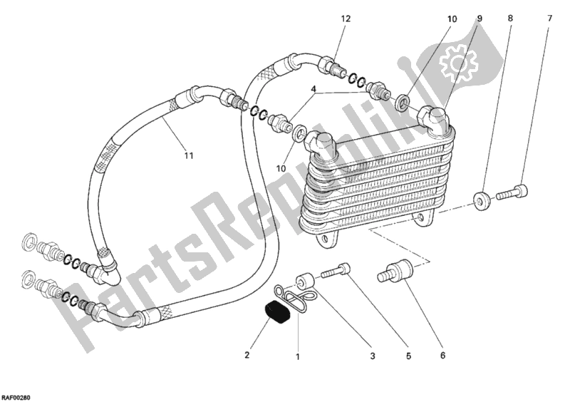 All parts for the Oil Cooler of the Ducati Sportclassic Sport 1000 USA 2008